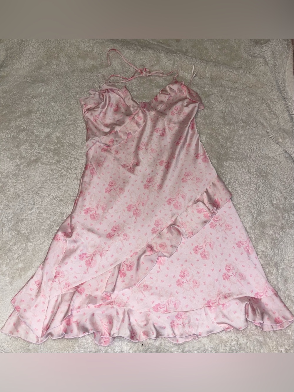 Victoria's Secret PINK X LoveShackFancy Midi Dress Womens XL Satin Ruffle Floral